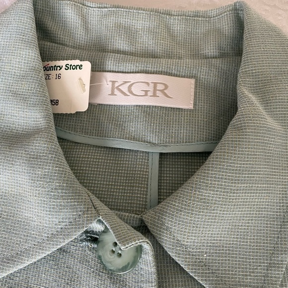 K  G R jacket/ blazer women, mint green long shirt/ jacket size 16 cotton - Picture 5 of 6